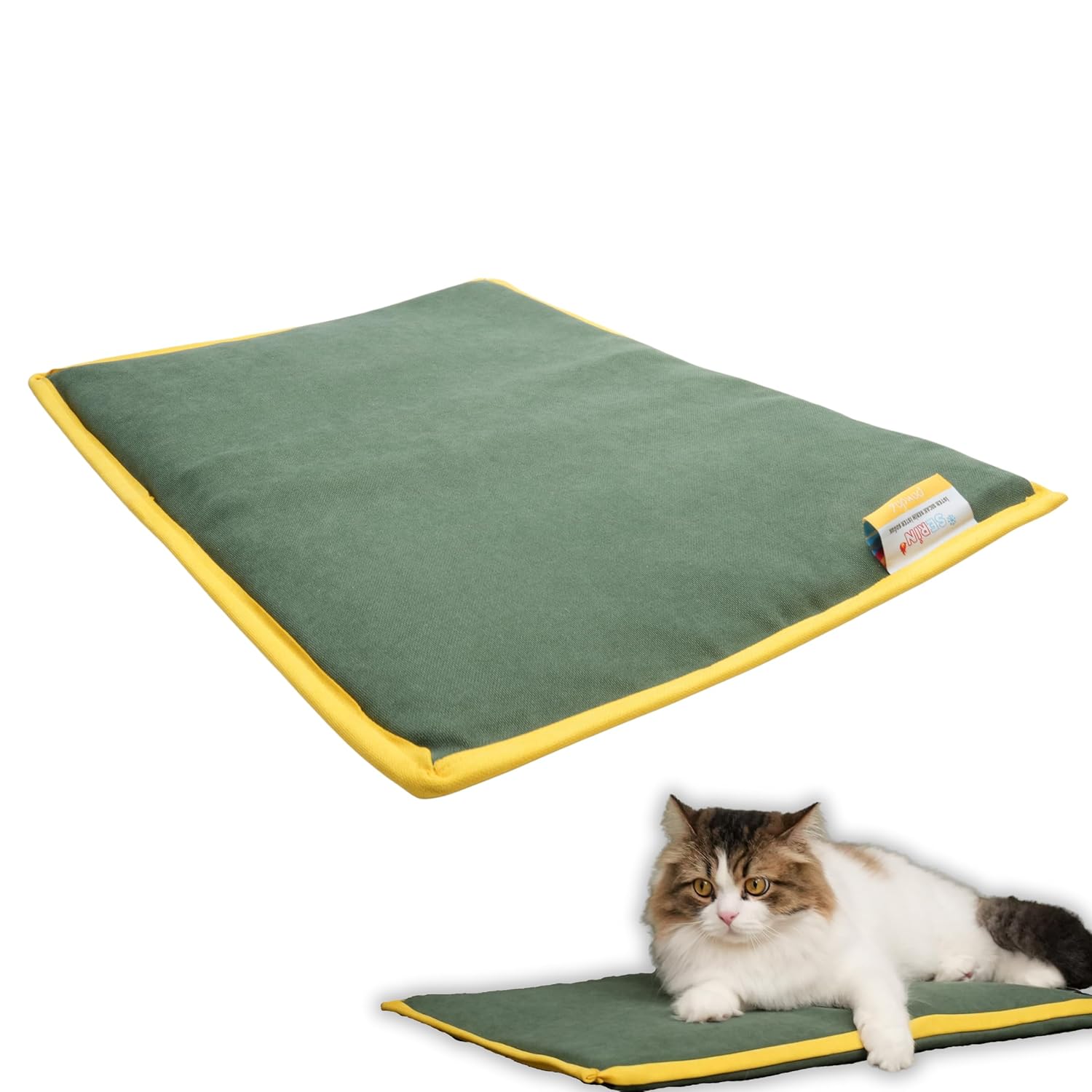 pawdaz Serin (60X40CM) - 4 Mevsim Kedi/Köpek Matı, Sıcak Veya Soğuk Kullanılabilen Minder Yatak (Haki)