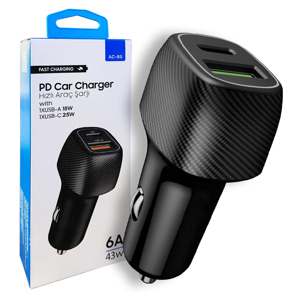 destomedya GüncelÇarşı Ac-85 Pd Quick Charge 3.0 Usbx2 6A 38 Watt Araç içi Hızlı Şarj Aleti Type C Girişli Araç Şarjı, Destomedya