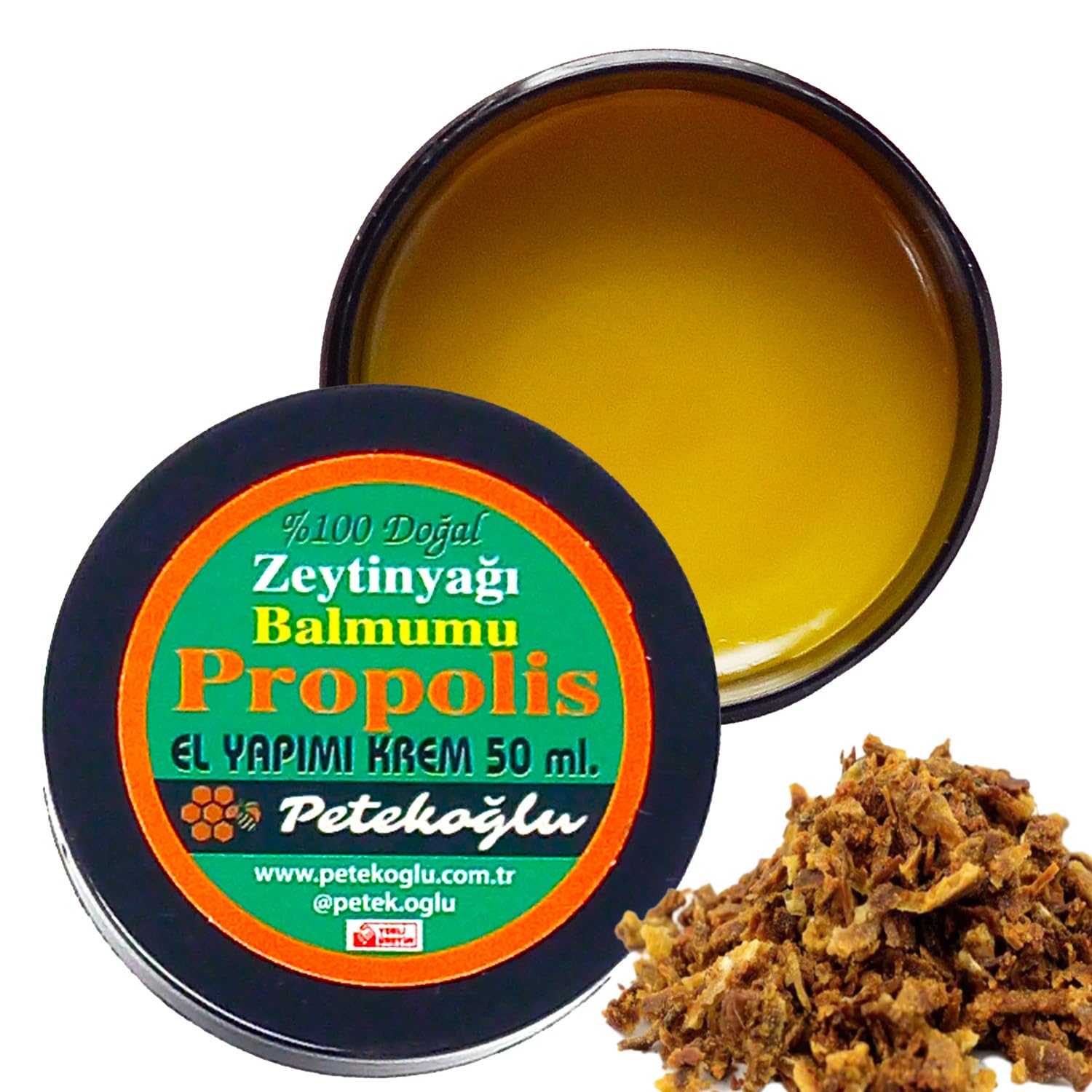 Petekoğlu Ham Propolis Balmumu Zeytinyağı El Yapımı Doğal Onarıcı Krem 50 ML