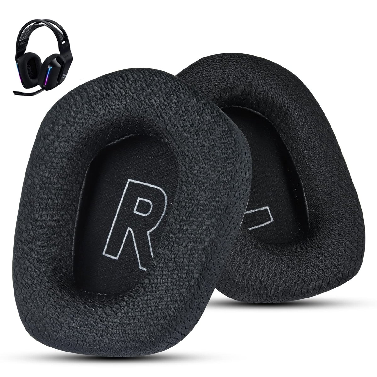 Logitech G733 Oyun Kulaklığı için Kumaş Yedek Kulak Pedleri, Logitech G335 Kablosuz Kulaklık, Yumuşak Mesh Kumaş ve İzolasyon Köpüğü ile Kulaklık Aksesuarları (Siyah)