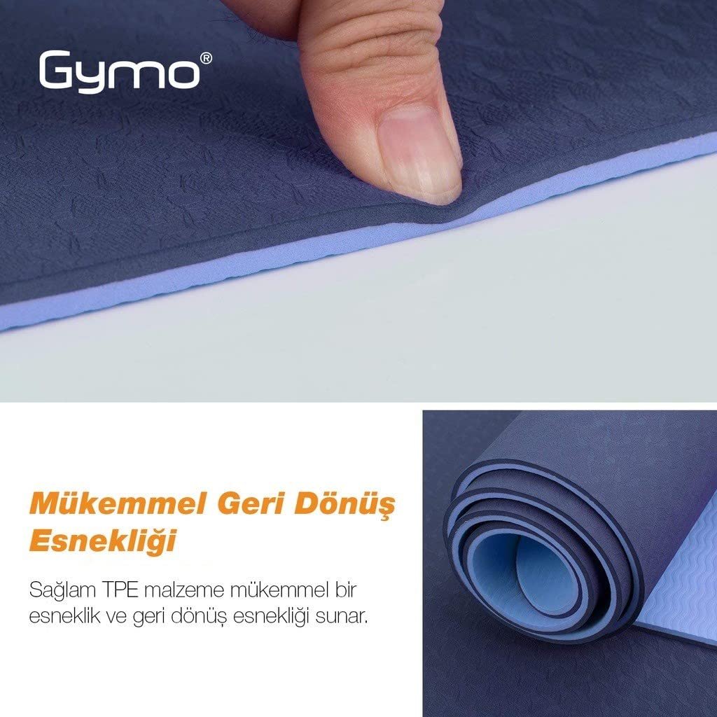 Gymo Hizalamalı 6mm TPE Yoga Matı Pilates Minderi Diz Dirsek Koruyucu Mat Hediyeli Açık Yeşil