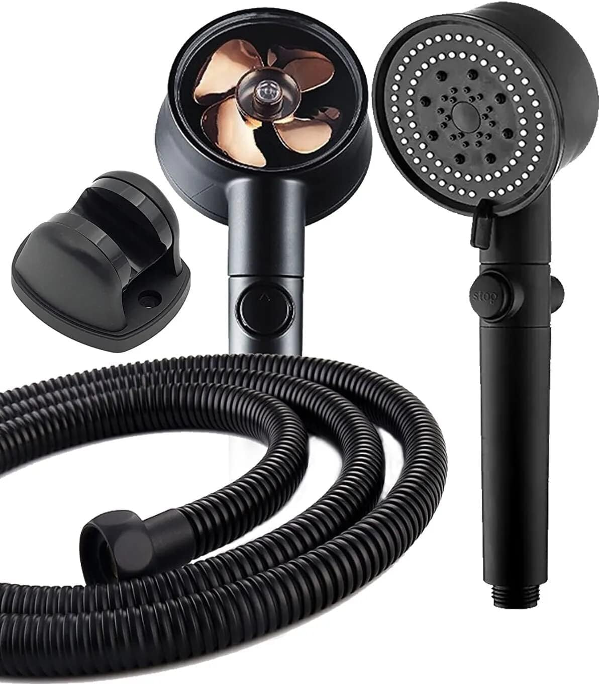 mg mayaglory Siyah Turbo Fan 5 Fonksiyonlu Duş Seti