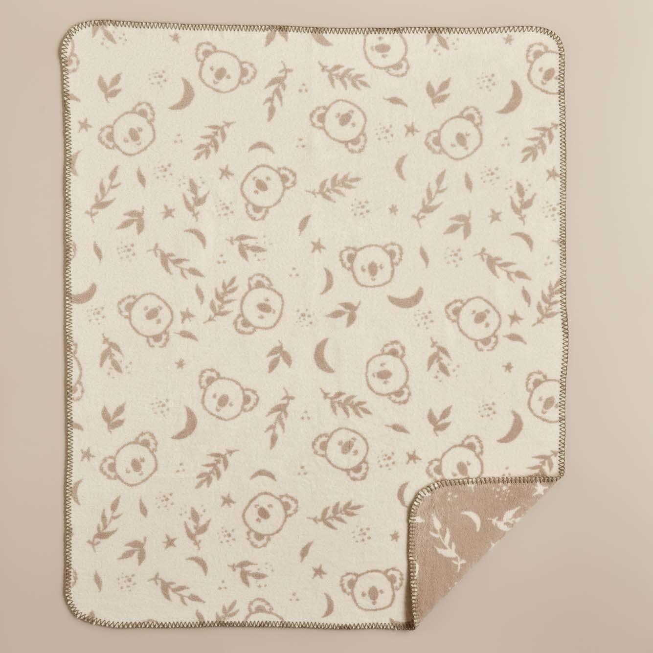 BELLA MAISON Koala Hayvan Baskılı%60 Pamuk%33 Akrilik%7 Polyester Bebek Battaniye, Vizon, Bebek (100x120 cm)