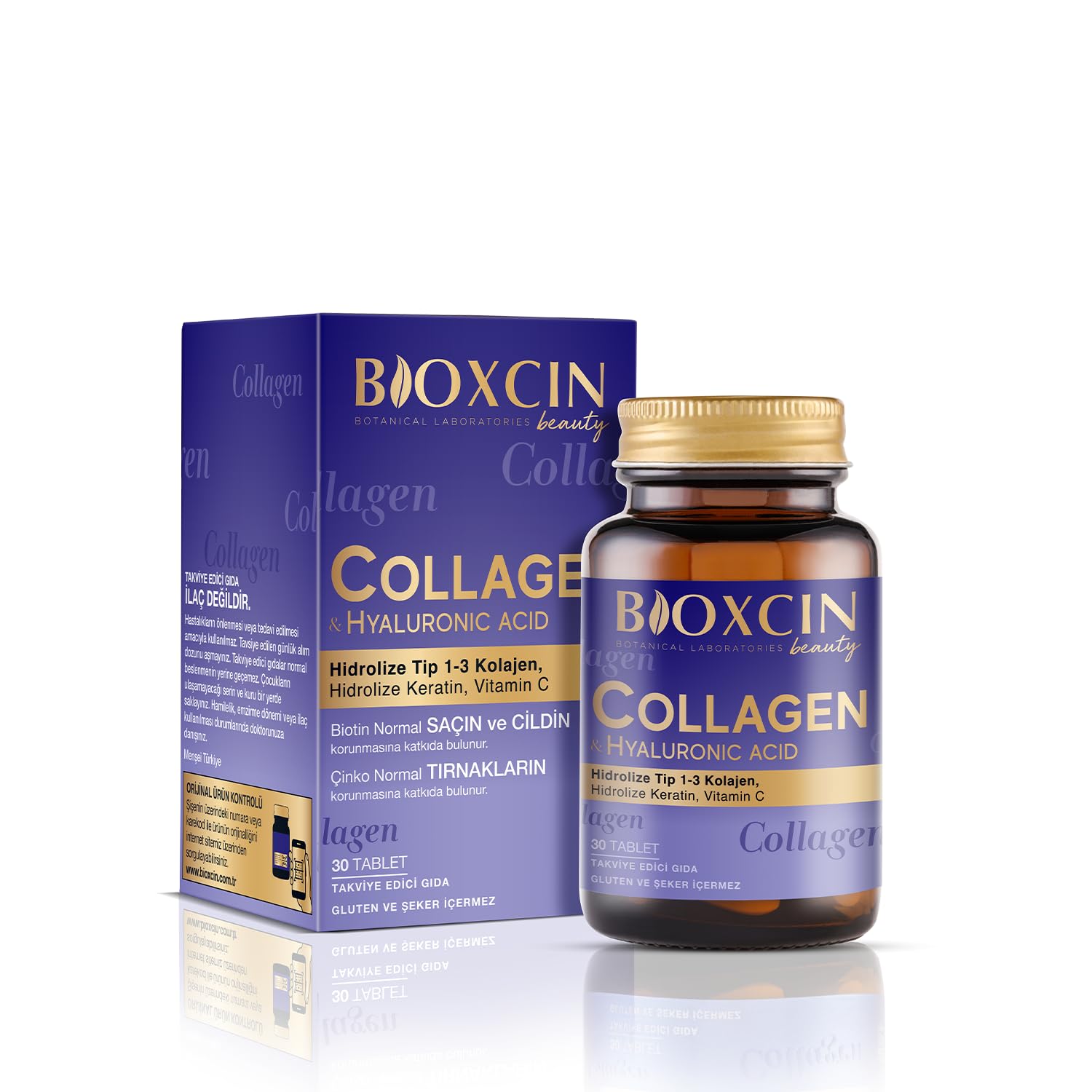 Bioxcin Beauty Collagen 30 Tablet – Tip1 Tip 3 Hidrolize Kolajen, Hyaluronik Asit, Vitamin C ve Biotin İçeren Takviye