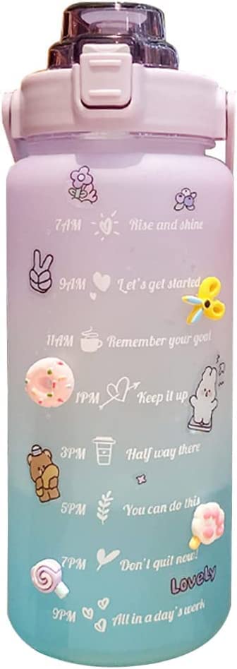 Safestore 2 litre pipetli su şişesi, zaman işaretleri ve çıkartmalı motive edici su şişesi, tatlı su şişesi, sızdırmaz spor şişesi, kadınlar için, fitness, kamp, sporlar için