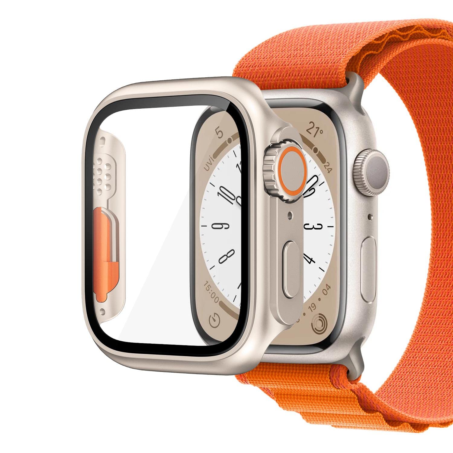 Microsonic Apple Watch SE 2022 44mm için Kılıf Apple Watch Ultra Dönüştürücü Ekran Koruyucu Kasa Yıldız Işığı [Watch SE 2022 44mm ile Uyumlu Kılıf - Yıldız Işığı]