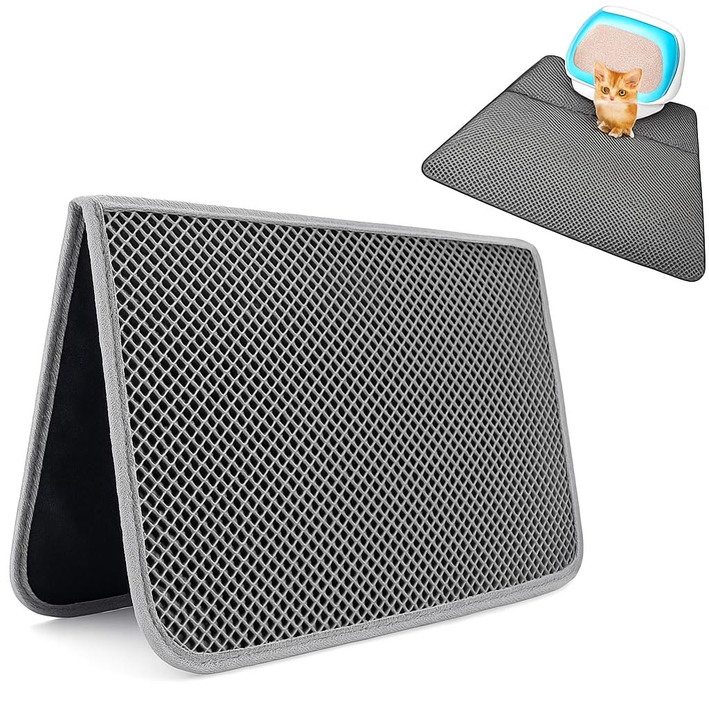 Kyrotech Büyük Boy Katlanabilir Elekli Kedi Kumu Paspası Kedi Köpek Tuvalet Önü Paspas Kedi Köpek Matı Elekli Kedi Kumu Tuvaleti Önü Paspası 80 * 60 (Gri)