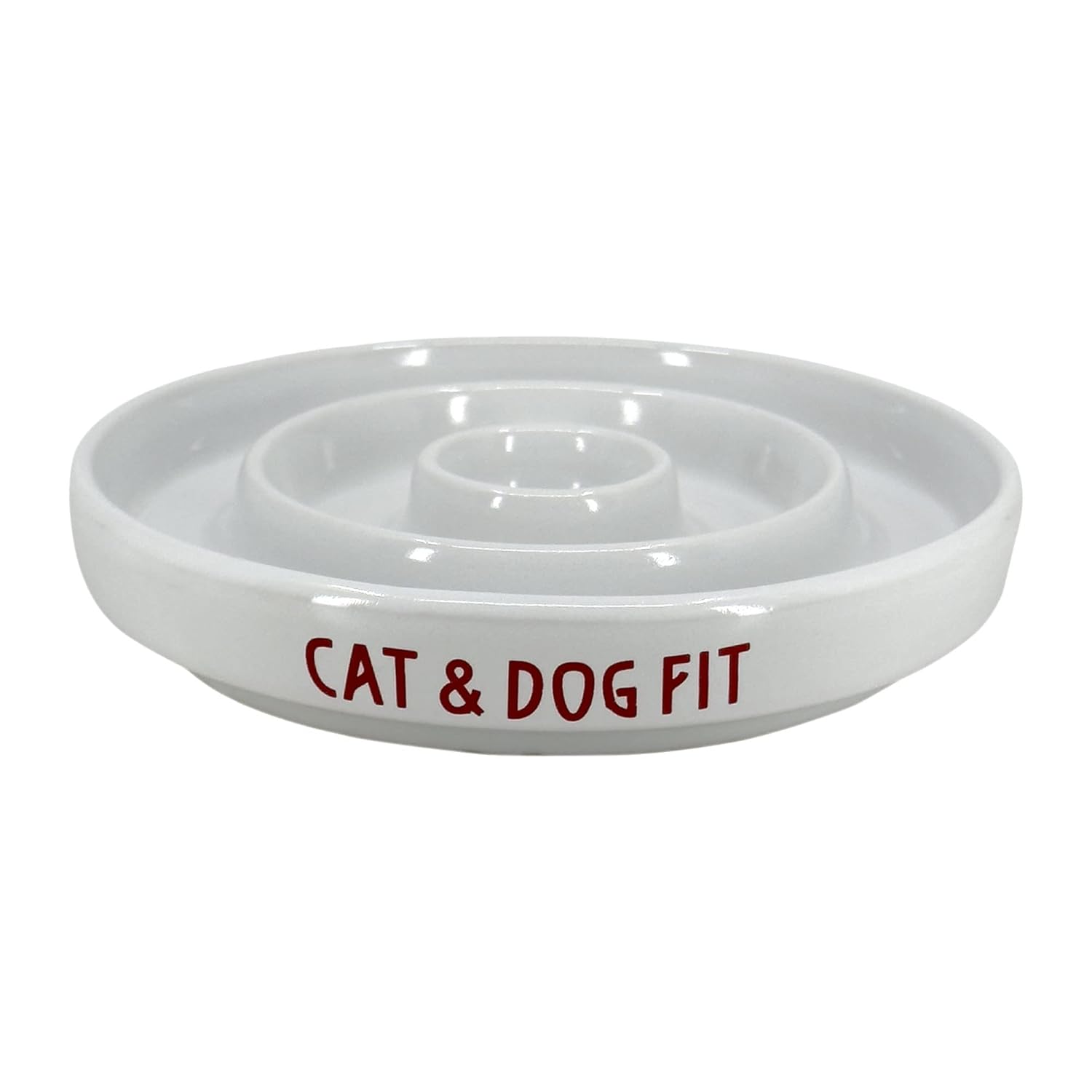 CAT & DOG FIT Kedi Mama Kasesi Yavaş Yedirme Seramik Mama Kabı (Beyaz)