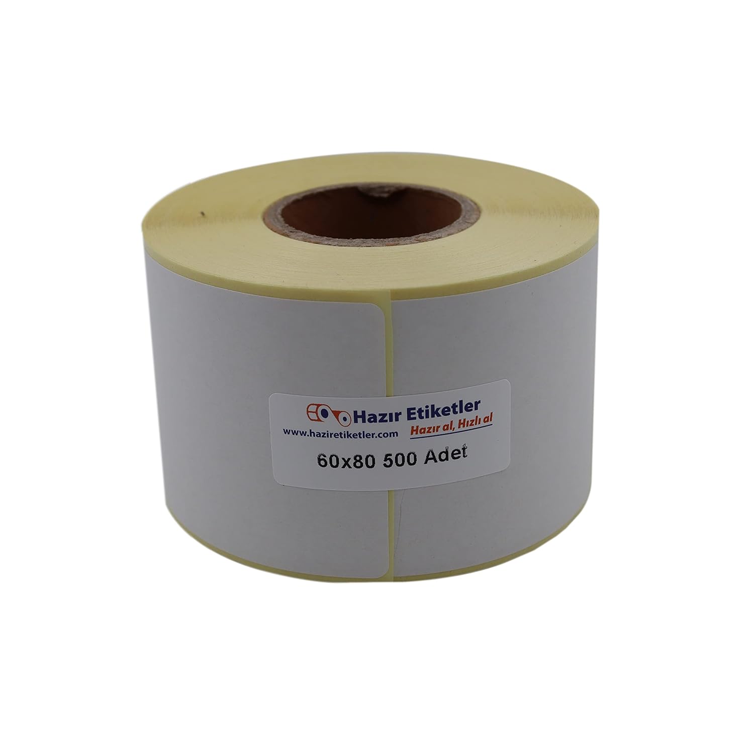 hazır etiketler , hazır al hızlı al Kuşe Etiket 60mm x 80mm Ruloda 500 Adet 40mm Kuka Çapında Baskısız Barkod Yazıcı Etiketi