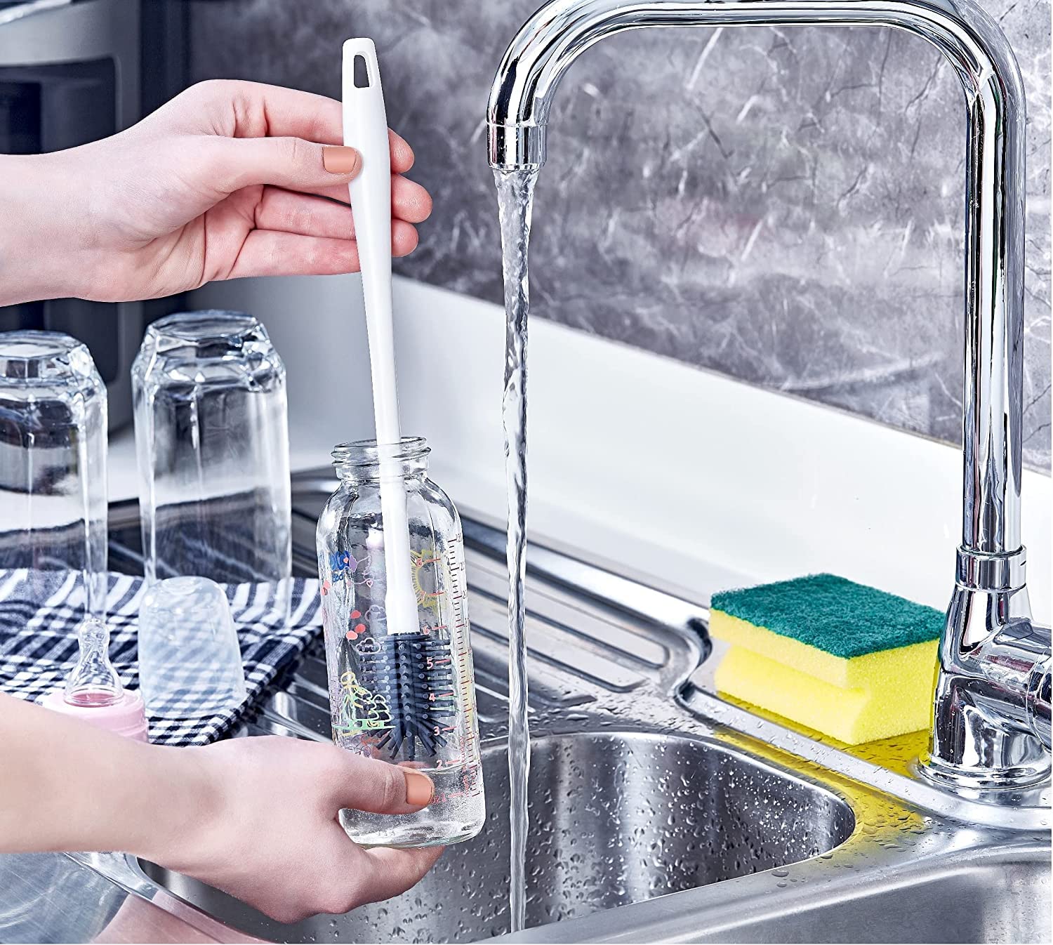 Deconox Silikon Biberon & Şişe Temizleme Fırçası, Silikon Kolay Biberon Temizleme Fırçası