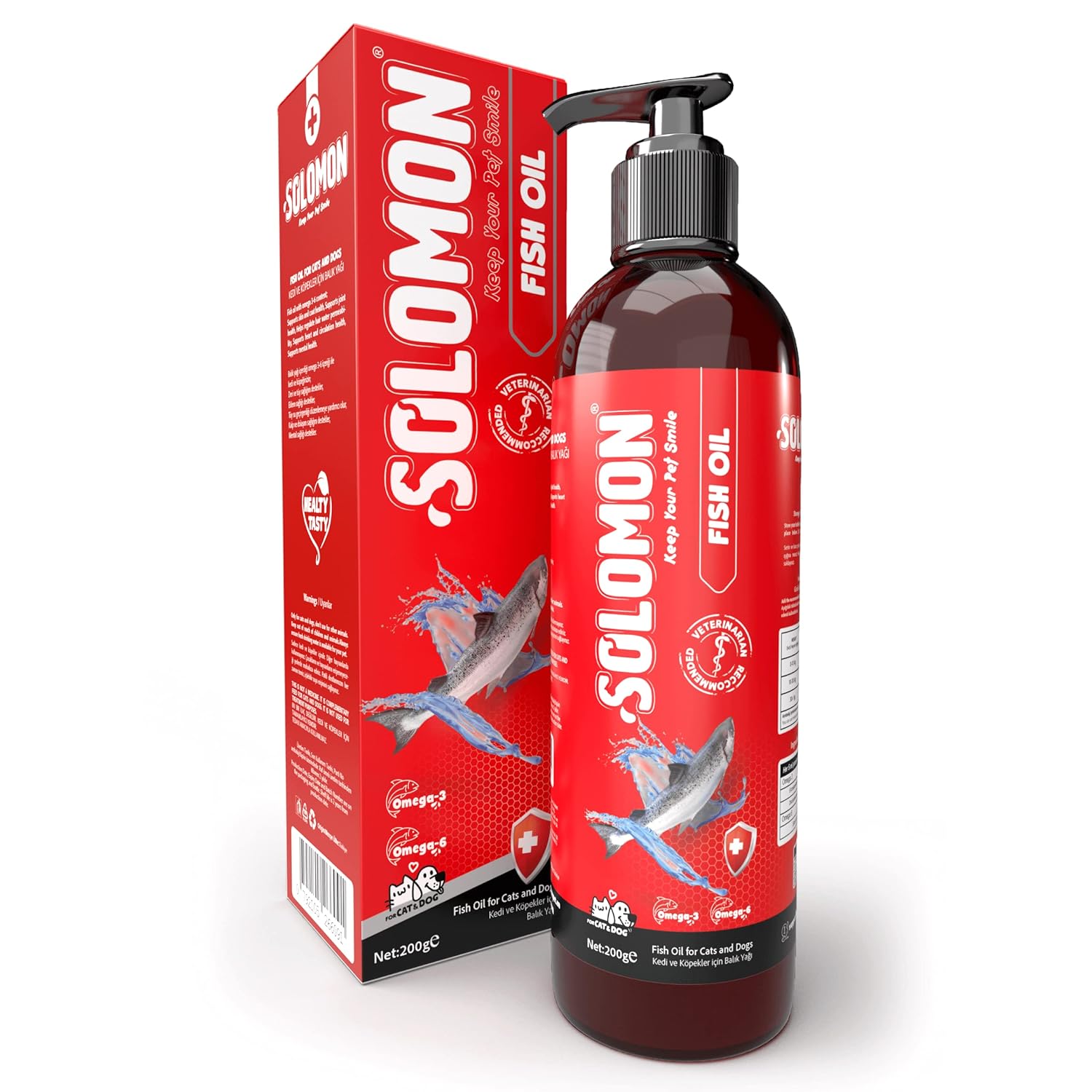 Solomon Fish Oil Kedi ve Köpekler için Omega 3 ve 6 İçerikli Balık Yağı - Kedi ve Köpekler İçin Tüy ve Genel Sağlık Destekleyici