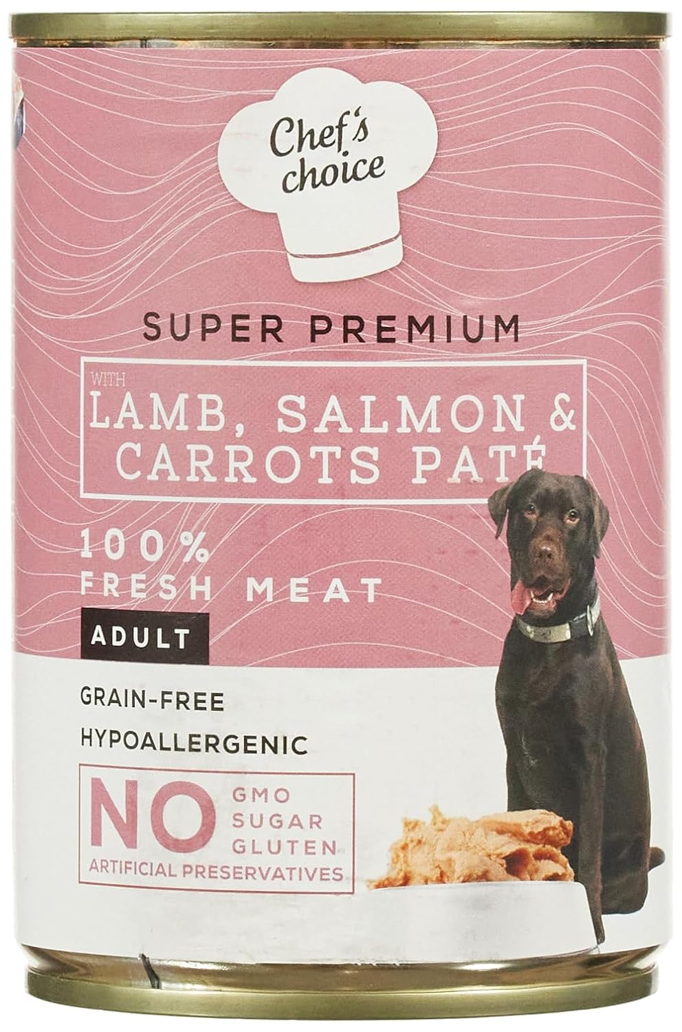 Chef's Choice Yetişkin Köpekler için, Tahılsız, Hipoalerjenik, Kuzu Etli, Somon Balıklı ve Havuçlu Ezme, 400 G X 12 adet