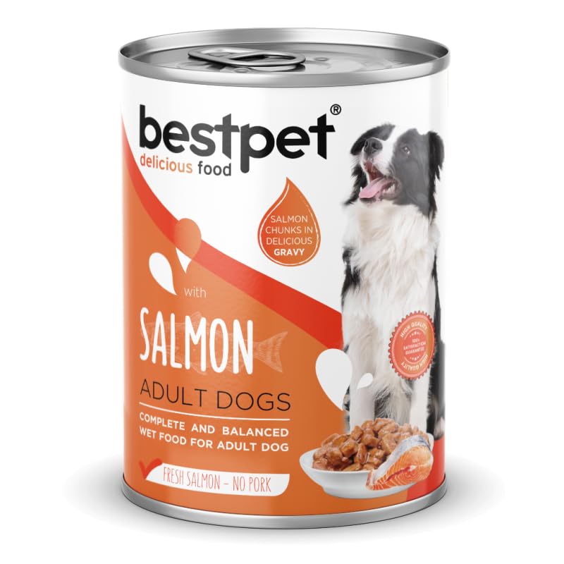 Bestpet Yetişkin Köpekler İçin, Taze Somon Parça Etli Ve Soslu Yaş Mama, 400 g x 12 Adet