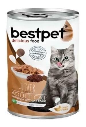 Bestpet Yetişkin Kediler İçin, Taze Ciğer Parça Etli Ve Soslu Yaş Mama, 400 g x 12 Adet