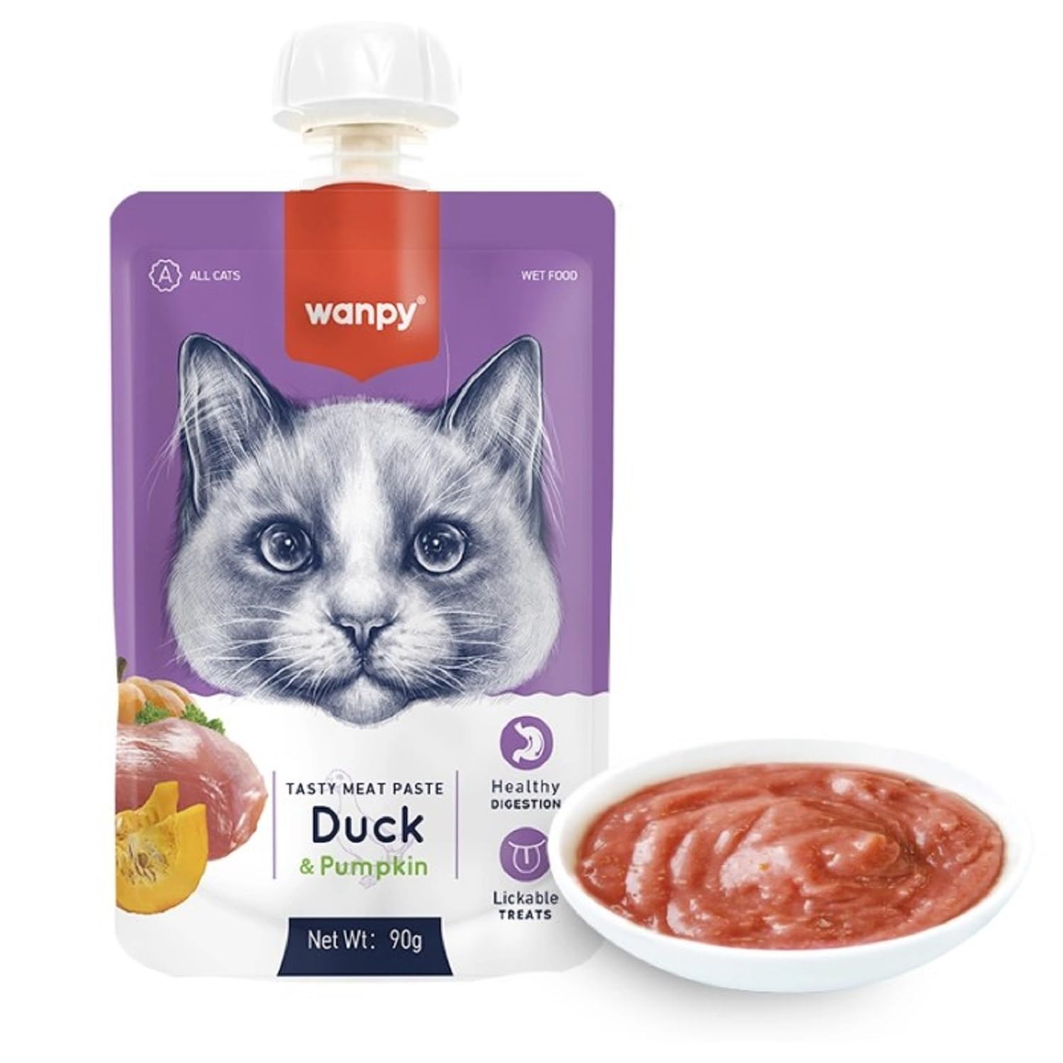 Wanpy Taze Ördekli&Bal Kabaklı Kedi Et Ezmesi 90 gr Tekli