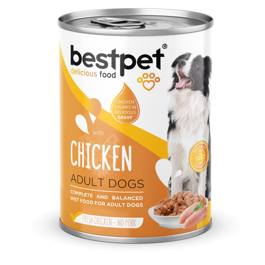 Bestpet Yetişkin Köpekler İçin, Taze Tavuk Parça Etli Ve Soslu Yaş Mama, 400 g x 12 Adet