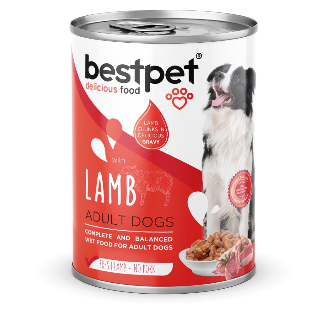 Bestpet Yetişkin Köpekler İçin, Taze Kuzu Parça Etli Ve Soslu Yaş Mama, 400 g x 12 Adet