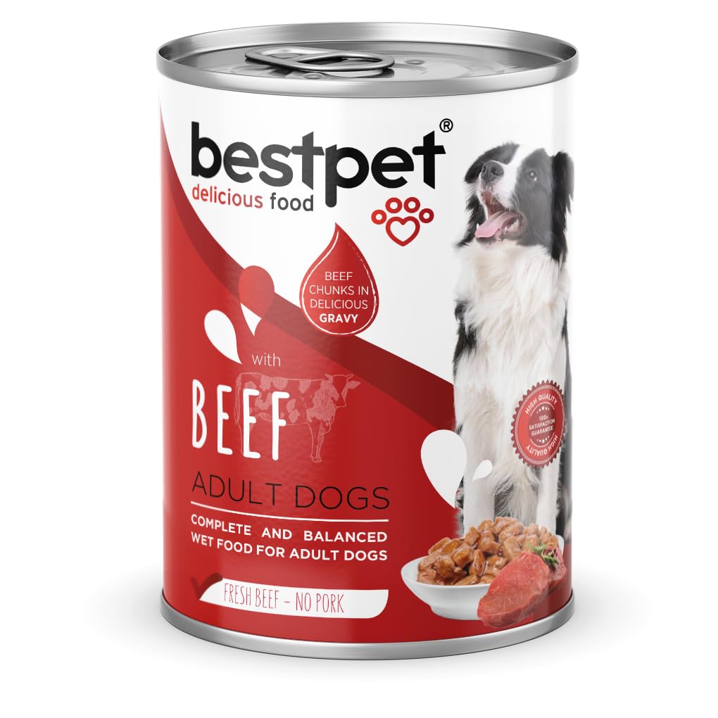 Bestpet Yetişkin Köpekler İçin, Taze Sığır Parça Etli Ve Soslu Yaş Mama, 400 g x 12 Adet