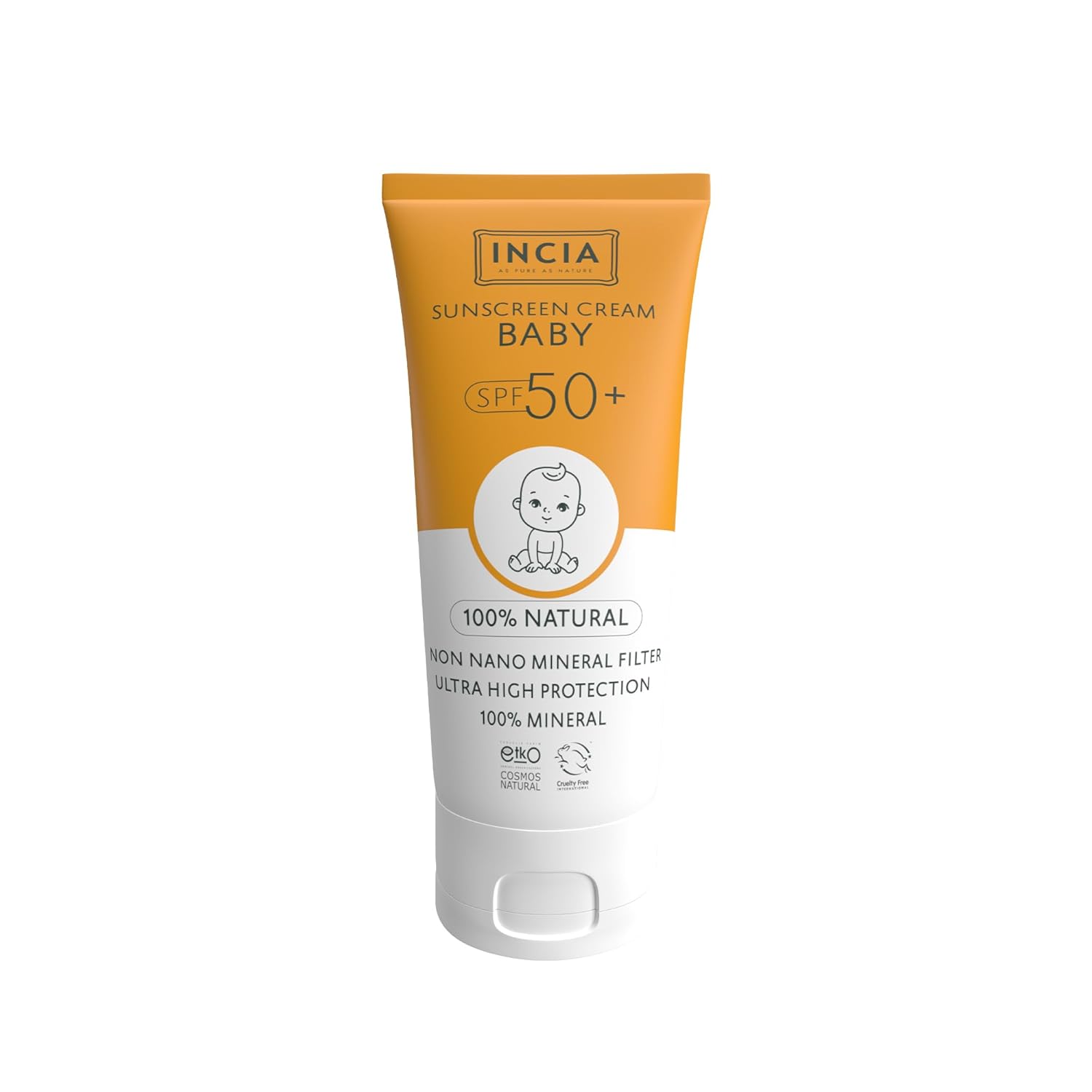 INCIA%100 Doğal Bebek Güneş Kremi Leke Karşıtı Mineral Filtreli Yüksek Koruma SPF50 UVA UVB 50 ml