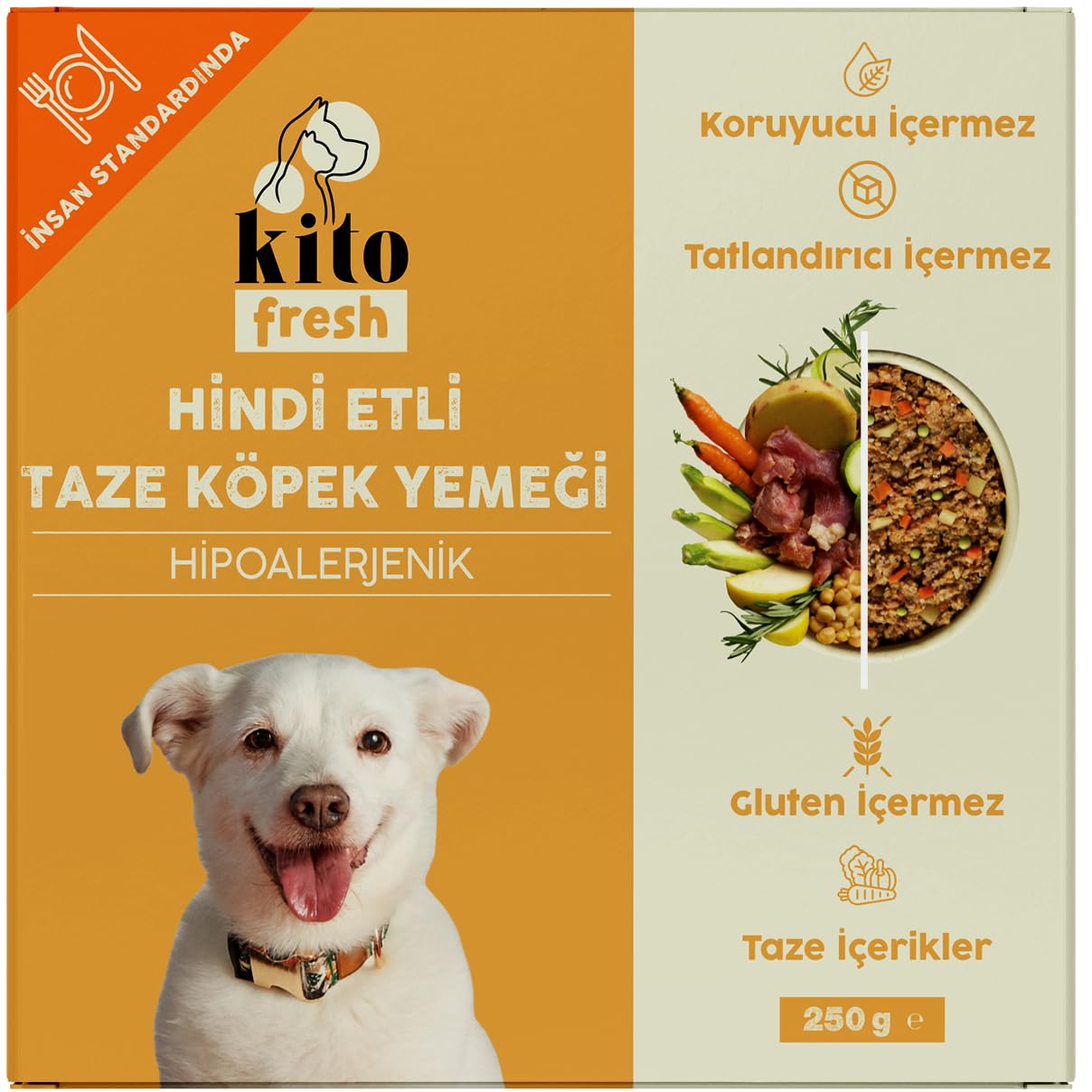 Kito Fresh Hindi Etli Köpek Yemeği%100 Taze İçerikli Mama 250 gr