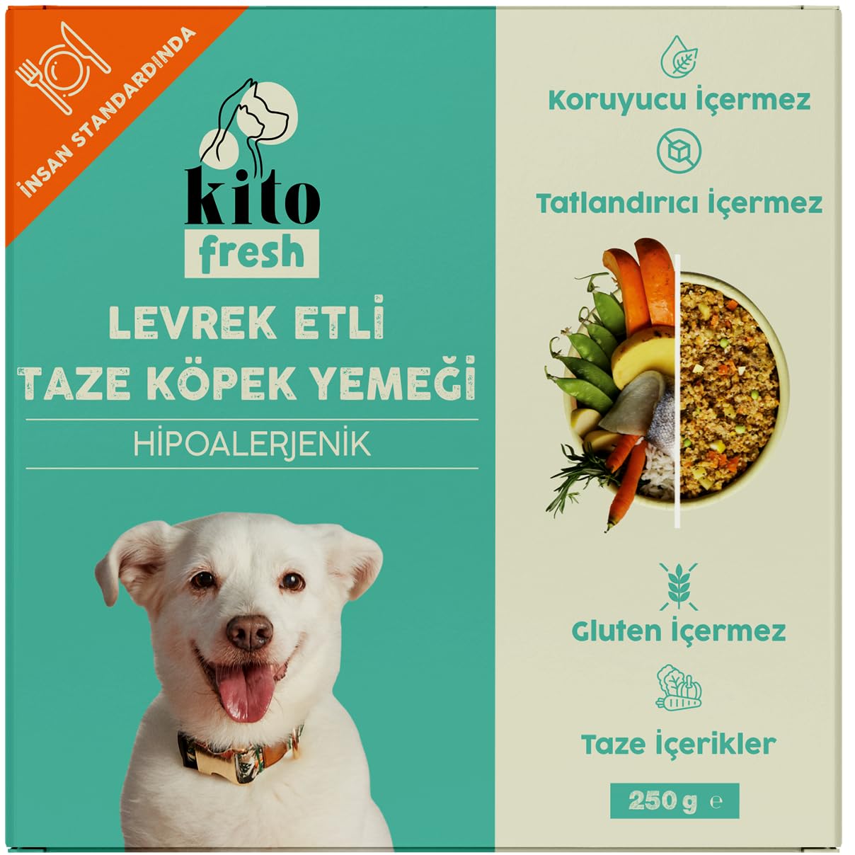 Kito Fresh Levrek Etli Köpek Yemeği%100 Taze İçerikli Mama 250 gr