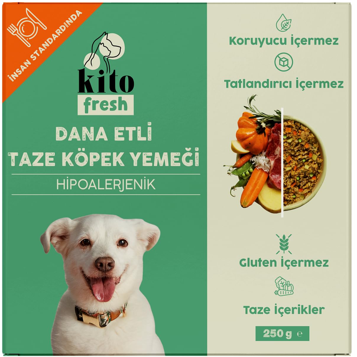 Kito Fresh Dana Etli Köpek Yemeği%100 Taze İçerikli Mama 250 gr