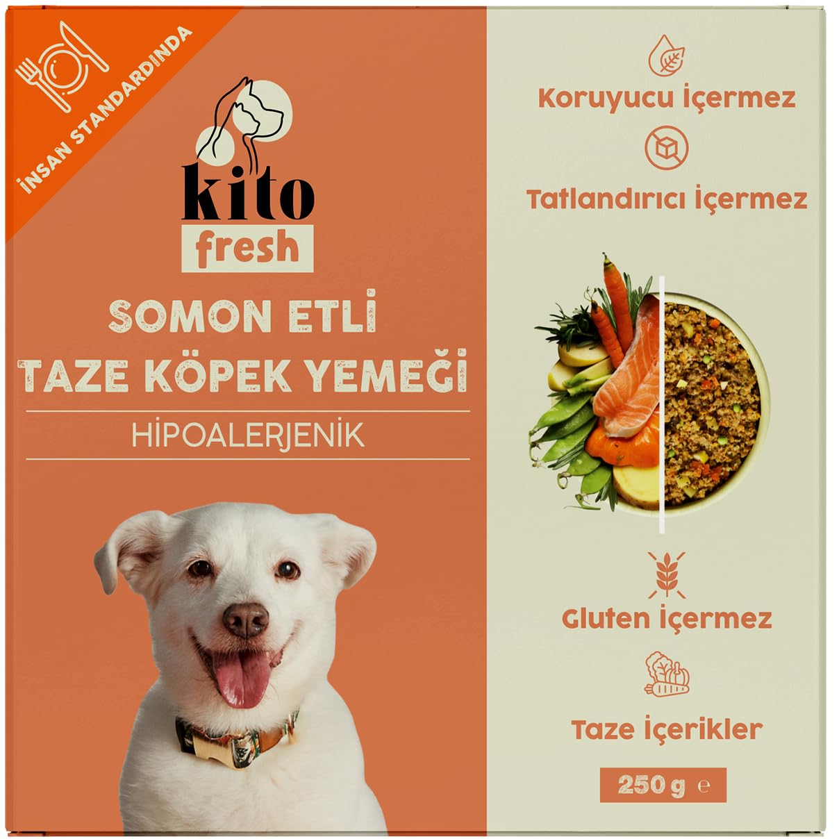 Kito Fresh Somon Etli Köpek Yemeği%100 Taze İçerikli Mama 250 gr