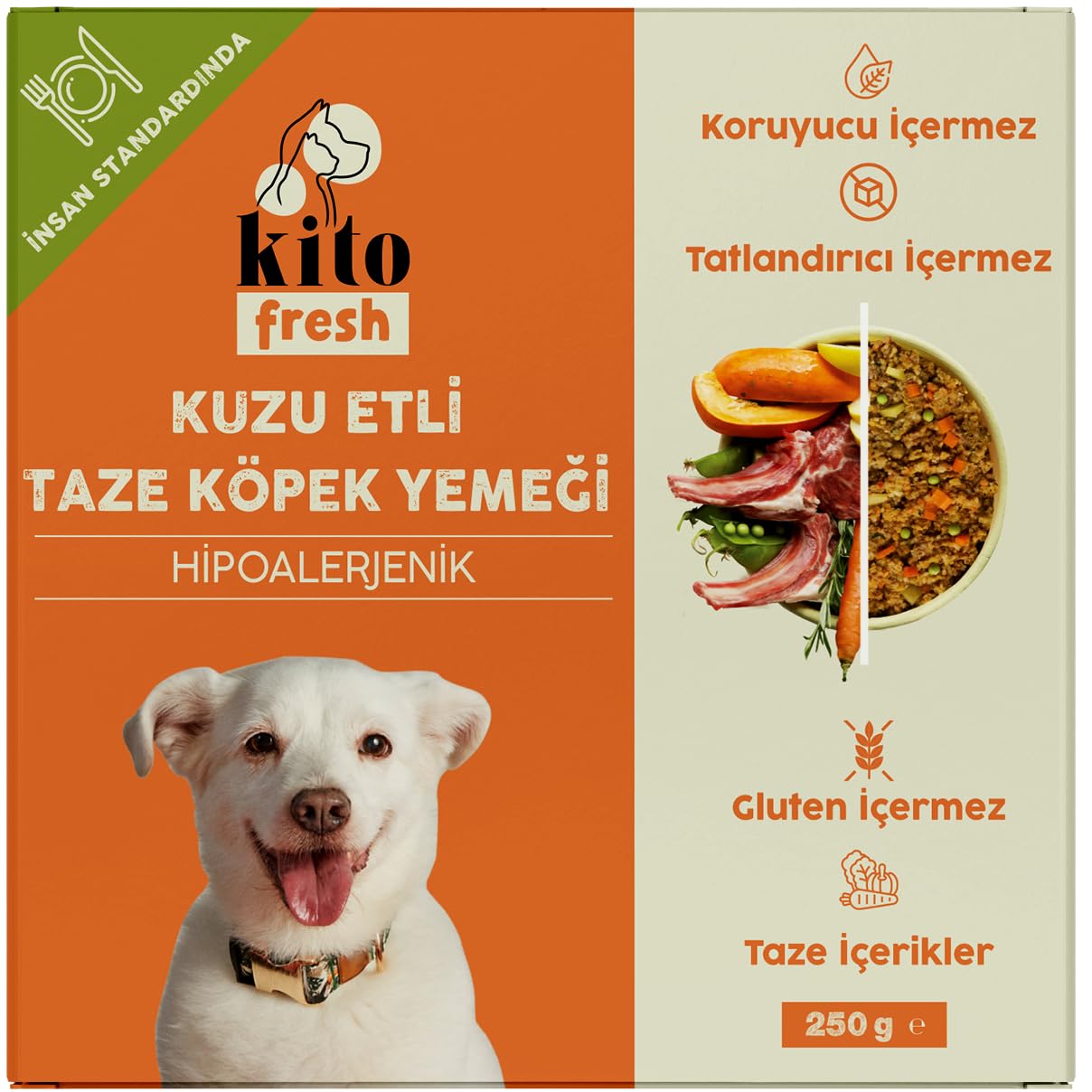 Kito Fresh Kuzu Etli Taze Köpek Yemeği, 250gr