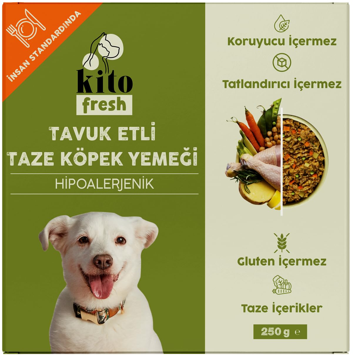 Kito Fresh Tavuk Etli Köpek Yemeği%100 Taze İçerikli Mama 250 gr
