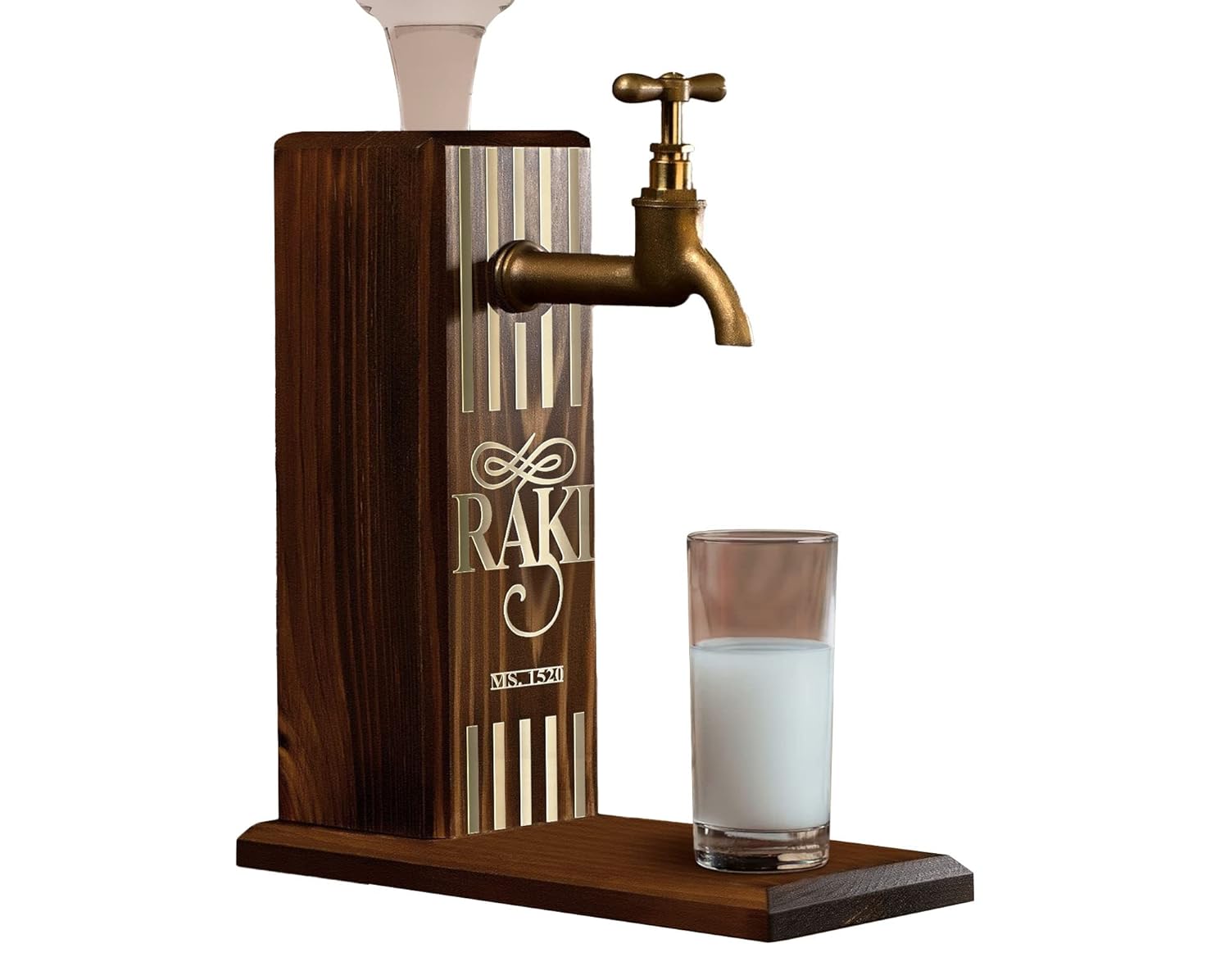 Bk Gift Özel Rakı Baskılı Musluklu Doğal Ahşap İçki Standı, İçki Çeşmesi, Doğum Günü Hediyesi, Ev Hediyesi, İçecek Dispenseri