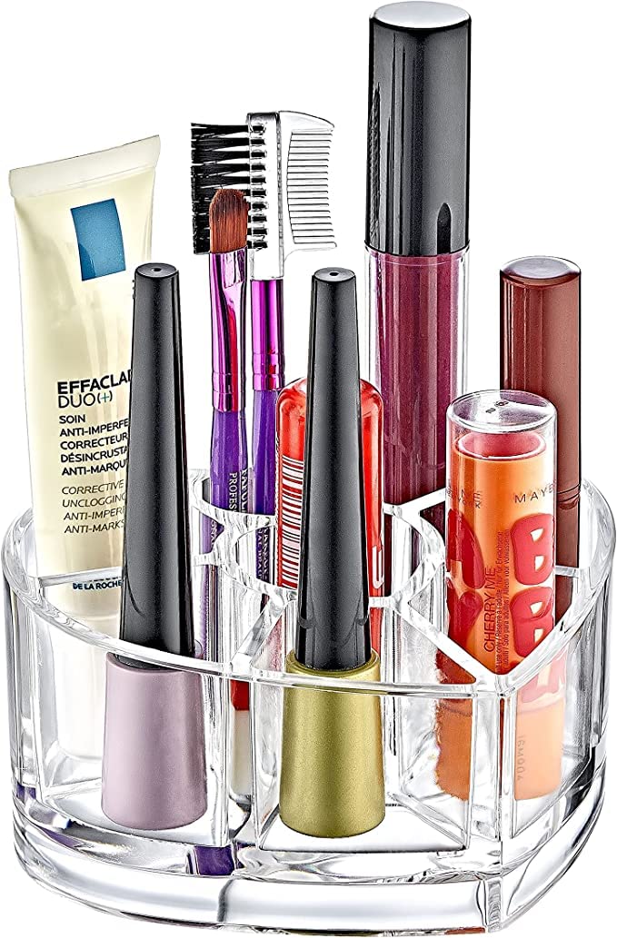 Deconox 8 Gözlü Akrilik Kalpli Makyaj Organizer, Kalp Şeklinde Makyaj Organizeri