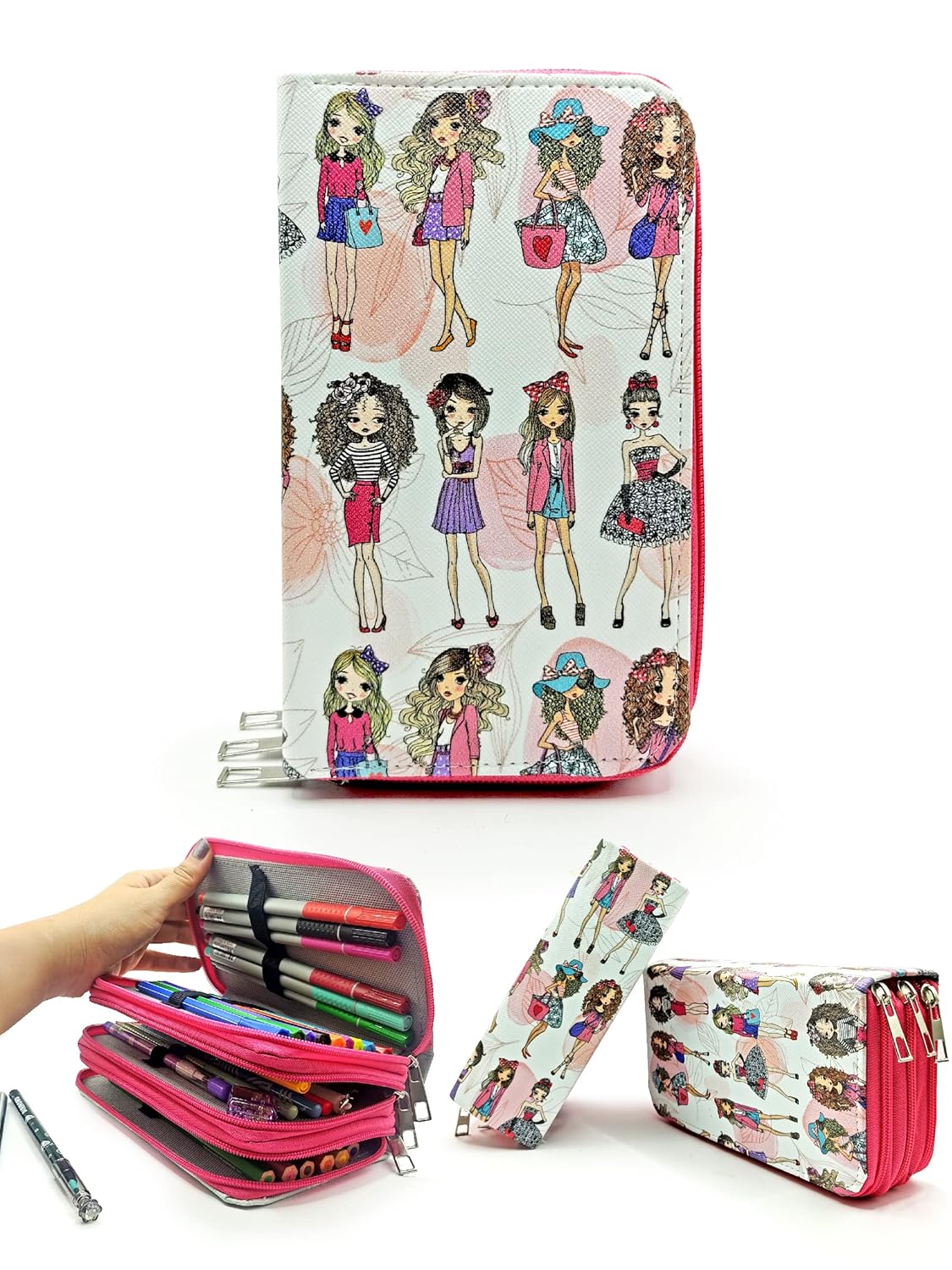 Limmy Kalem Kutusu Model Kızlar Moda Fashion Kawai Organizer Kalemkutu Vegan Deri Üç Bölmeli Kalemlik