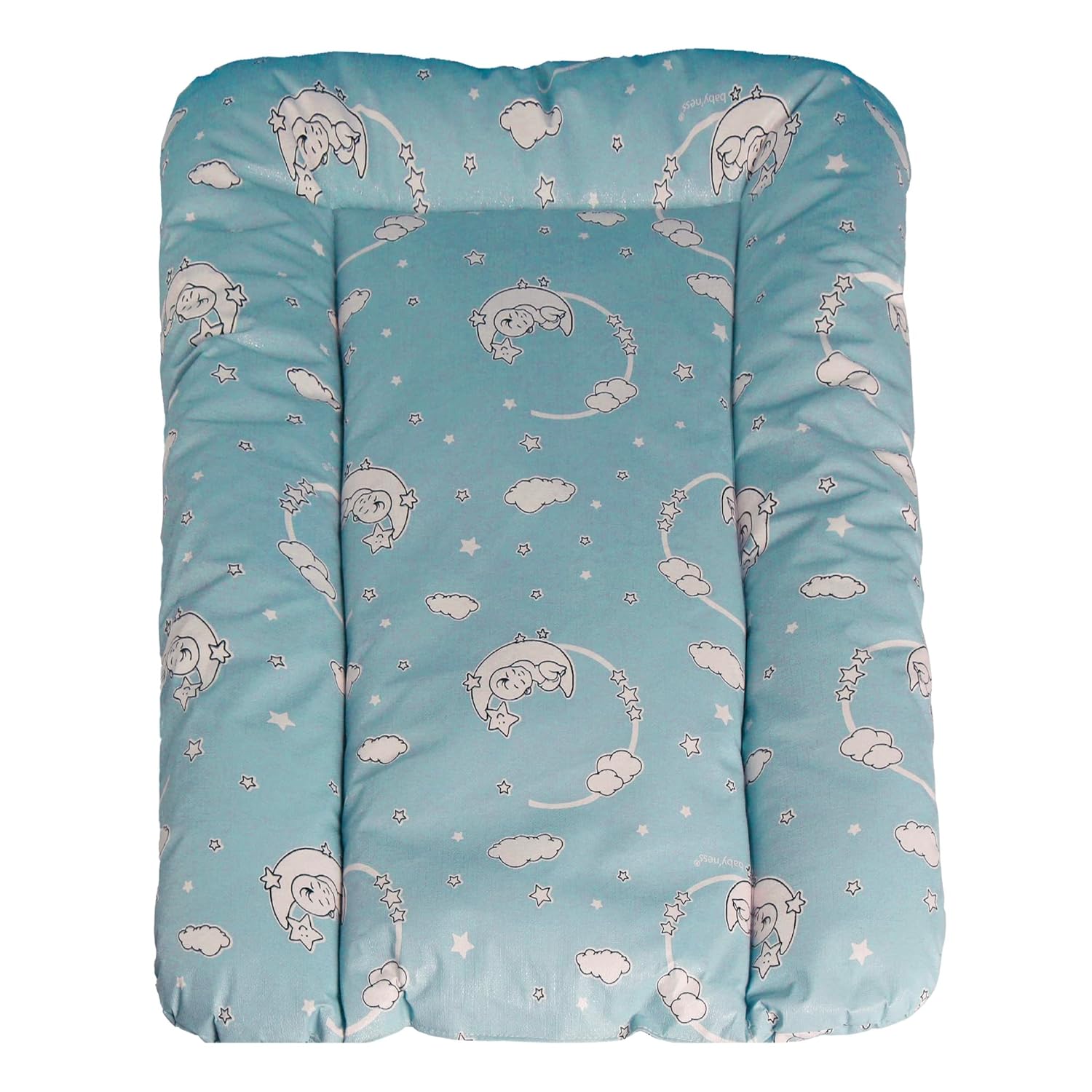 baby'ness Elyaf Dolgulu Pvc Alt Değiştirme Minderi, Sıvı Geçirmez, Leke Tutmaz, Aydede Desenli, Mavi, 50x70cm