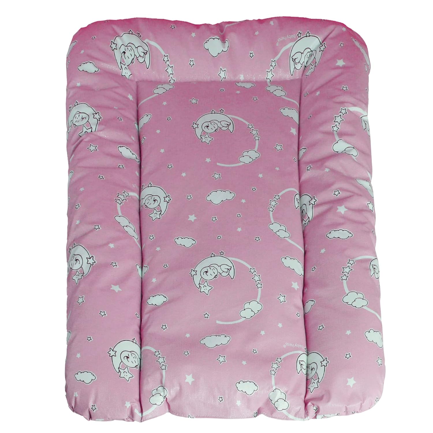 baby'ness Elyaf Dolgulu Pvc Alt Değiştirme Minderi, Sıvı Geçirmez, Leke Tutmaz, Aydede Desenli, Pembe, 50x70cm