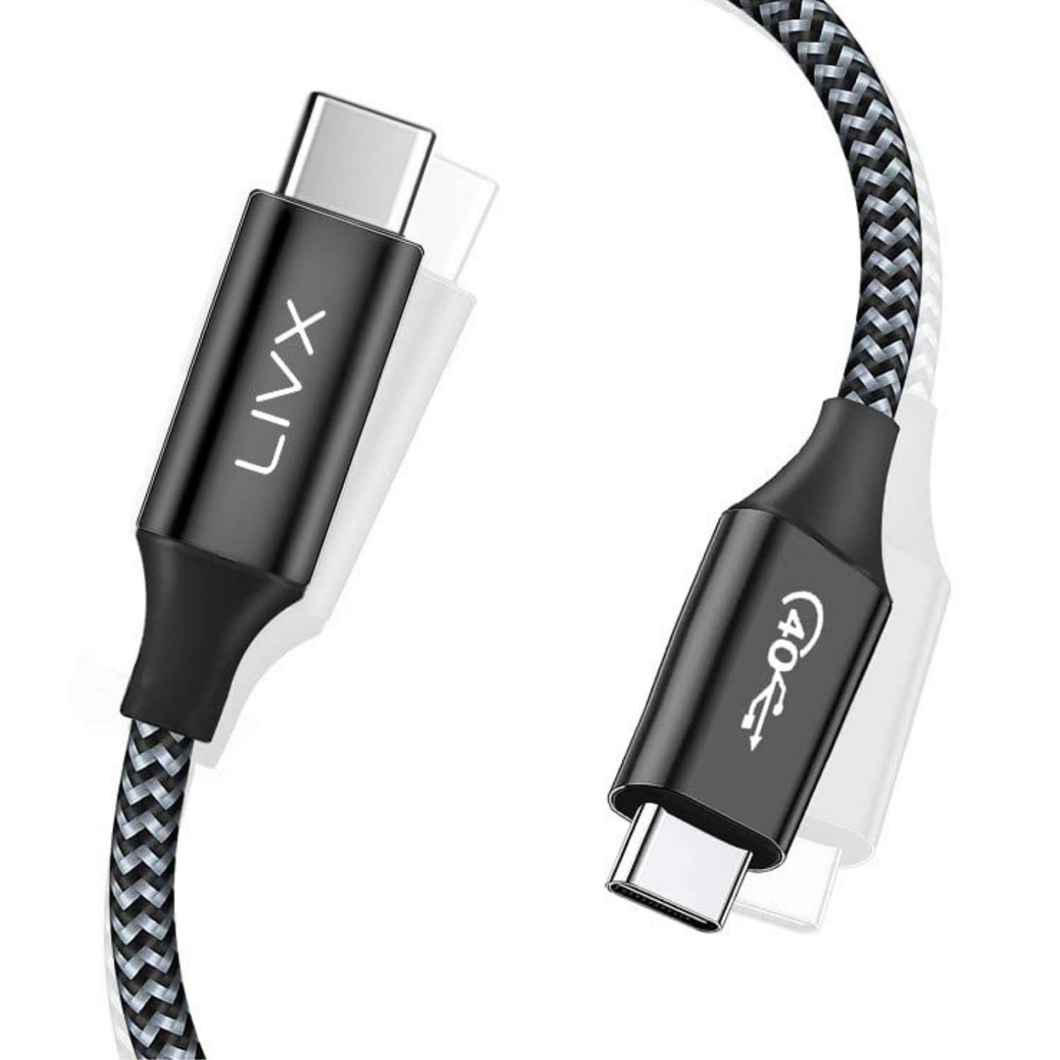 LivX Action Thunderbolt 4 Type C Kablo 100 W PD Şarj 40 Gbps Veri ve Görüntü Aktarım Kablosu Örgülü Kablo (3 Metre)
