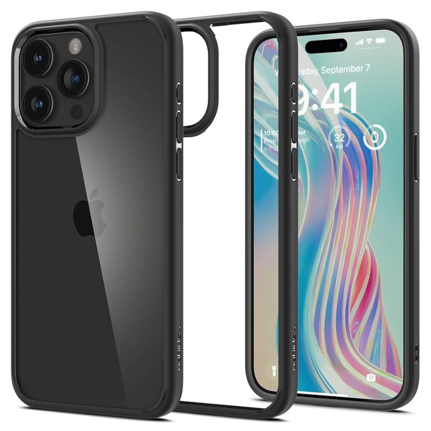 Spigen iPhone 15 Pro Max ile uyumlu Kılıf Crystal Hybrid Matte Black - ACS06449