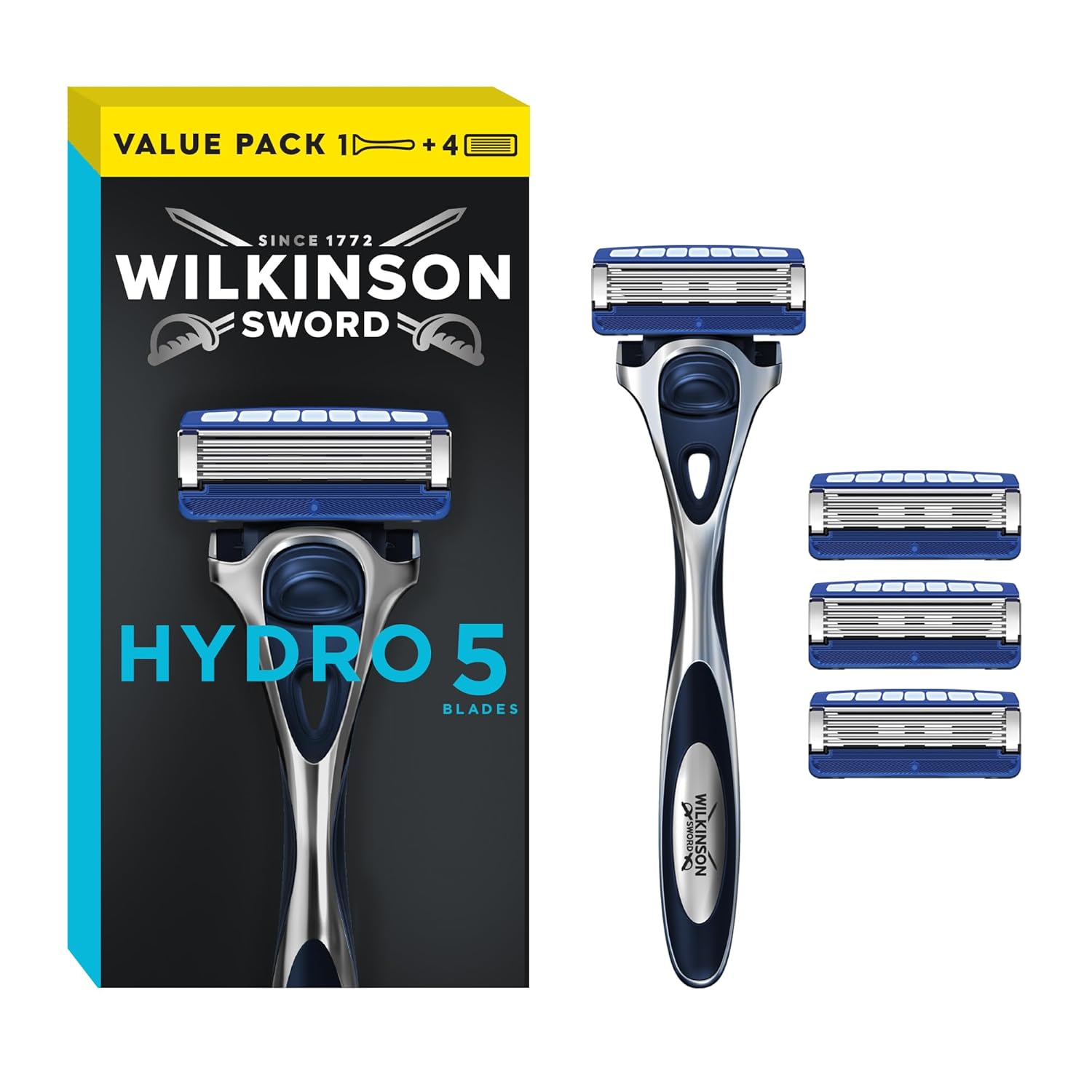 Wilkinson 2'li Paket *** Hydro 5 Cilt Koruyucu Tıraş Makinesi, Yedek 4 Adet Yedek 1 Tıraş Makinesi *** Eve Hızlı ve İyi Teslimat ***