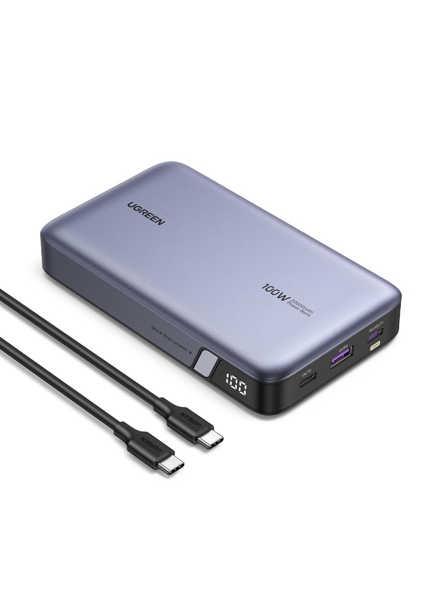 UGREEN 100W Güç Bankası 20000mAh 3 Portlu Harici Pil MacBook Pro/Air, iPhone 15 Pro Max/Pro/15/14 Pro, Galaxy S23 Ultra, Dell ile Uyum