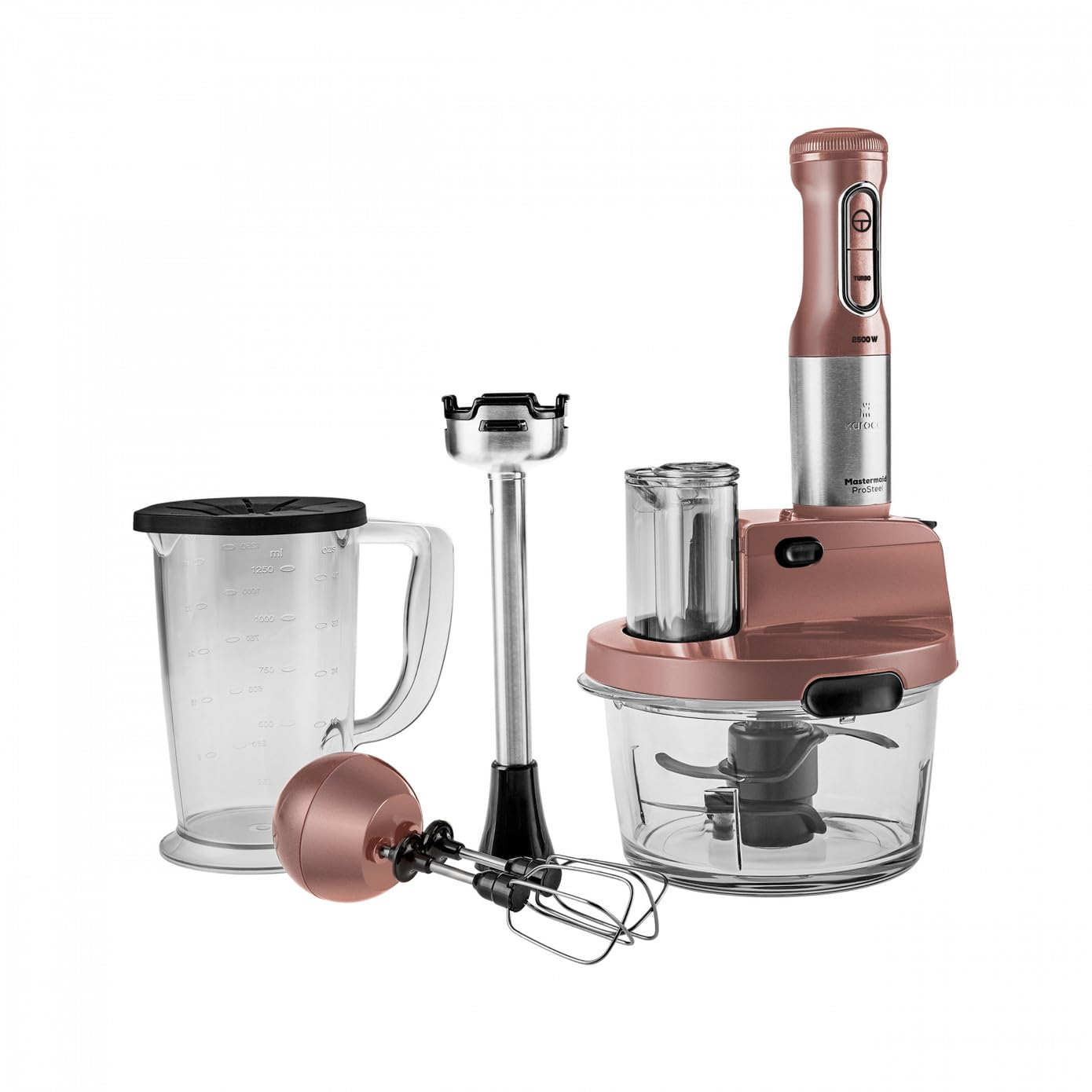 Karaca Mastermaid Prosteel 2500W 6 Bıçaklı Uzun Blender Ayaklı Cam Mutfak Robotu, Rosegold