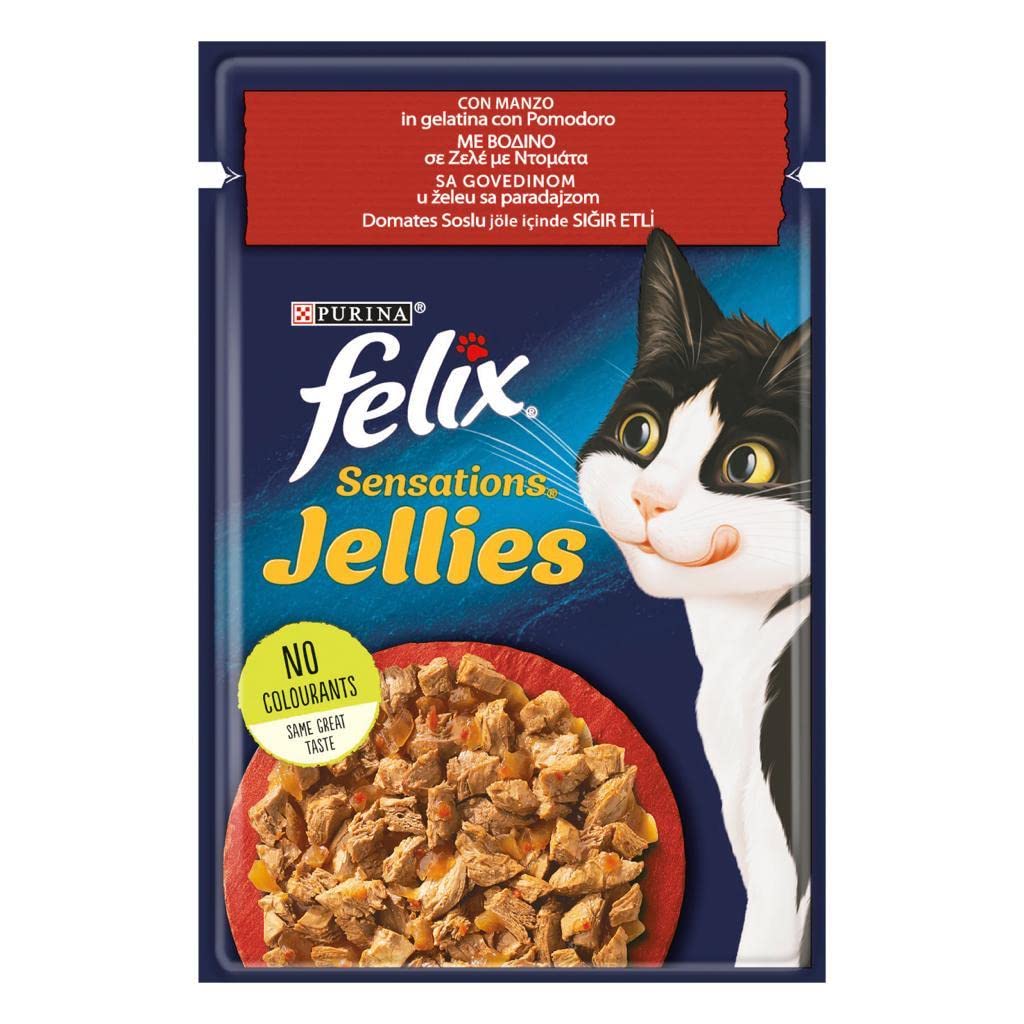 Felix Sensation Sığır & Domatesli Kedi Yaş Maması (26 x 85 gr)