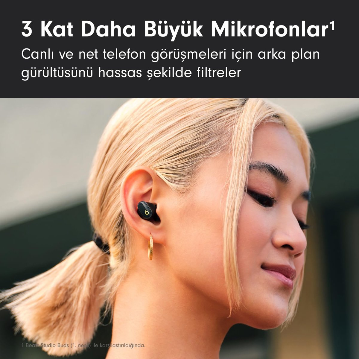 Beats Studio Buds +|Gürültü Önleme Özellikli Gerçek Kablosuz Kulaklık, Apple ve Android ile Gelişmiş Uyumluluk, Yerleşik Mikrofon, Tere Dayanıklı Bluetooth Kulaklık - Siyah/Altın