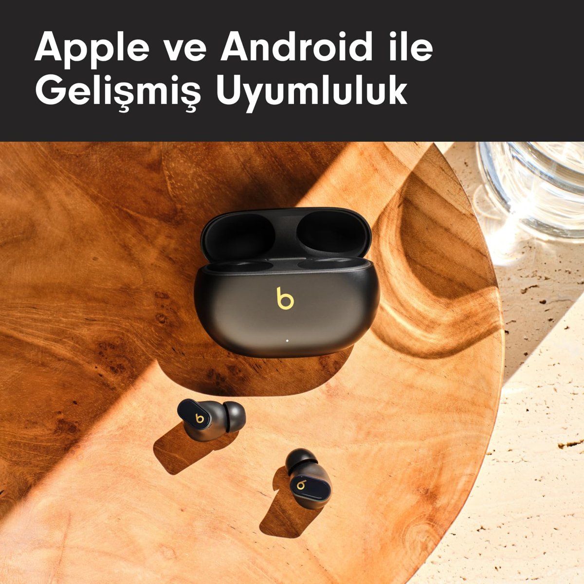 Beats Studio Buds +|Gürültü Önleme Özellikli Gerçek Kablosuz Kulaklık, Apple ve Android ile Gelişmiş Uyumluluk, Yerleşik Mikrofon, Tere Dayanıklı Bluetooth Kulaklık - Siyah/Altın