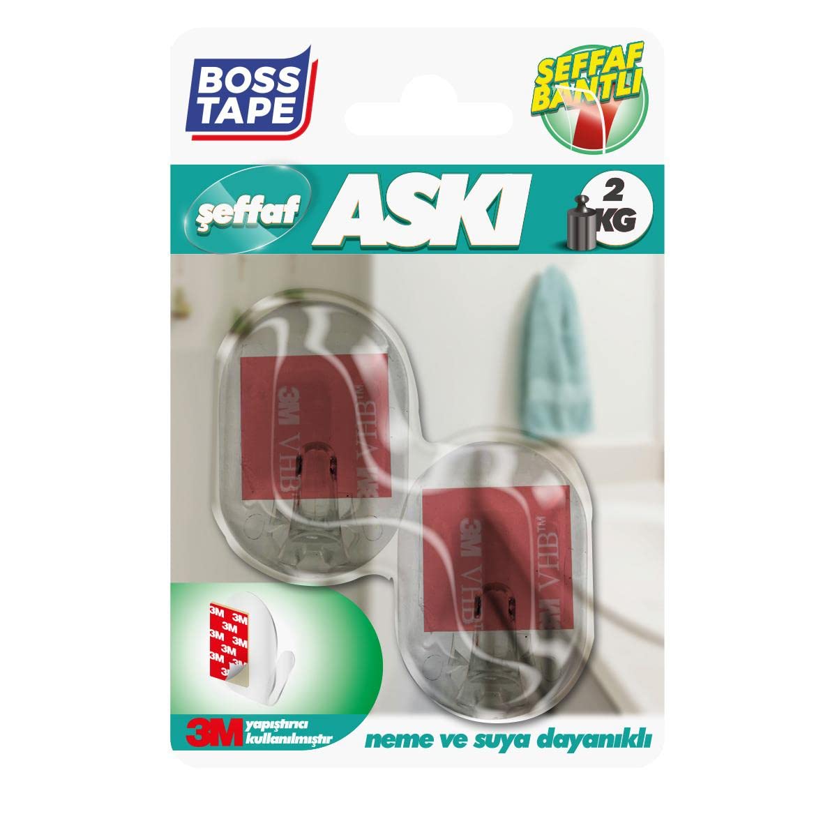 Boss Tape Seffaf Plastik Yapiskanli Çift Küçük Aski, 3 Metre Boyut
