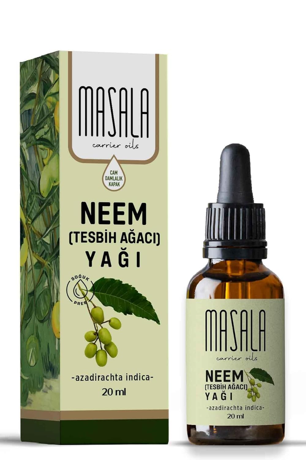 Masala Tesbih Ağacı Yağı 20 ml. Soğuk Pres Neem Yağı (Neem Carrier Oil)