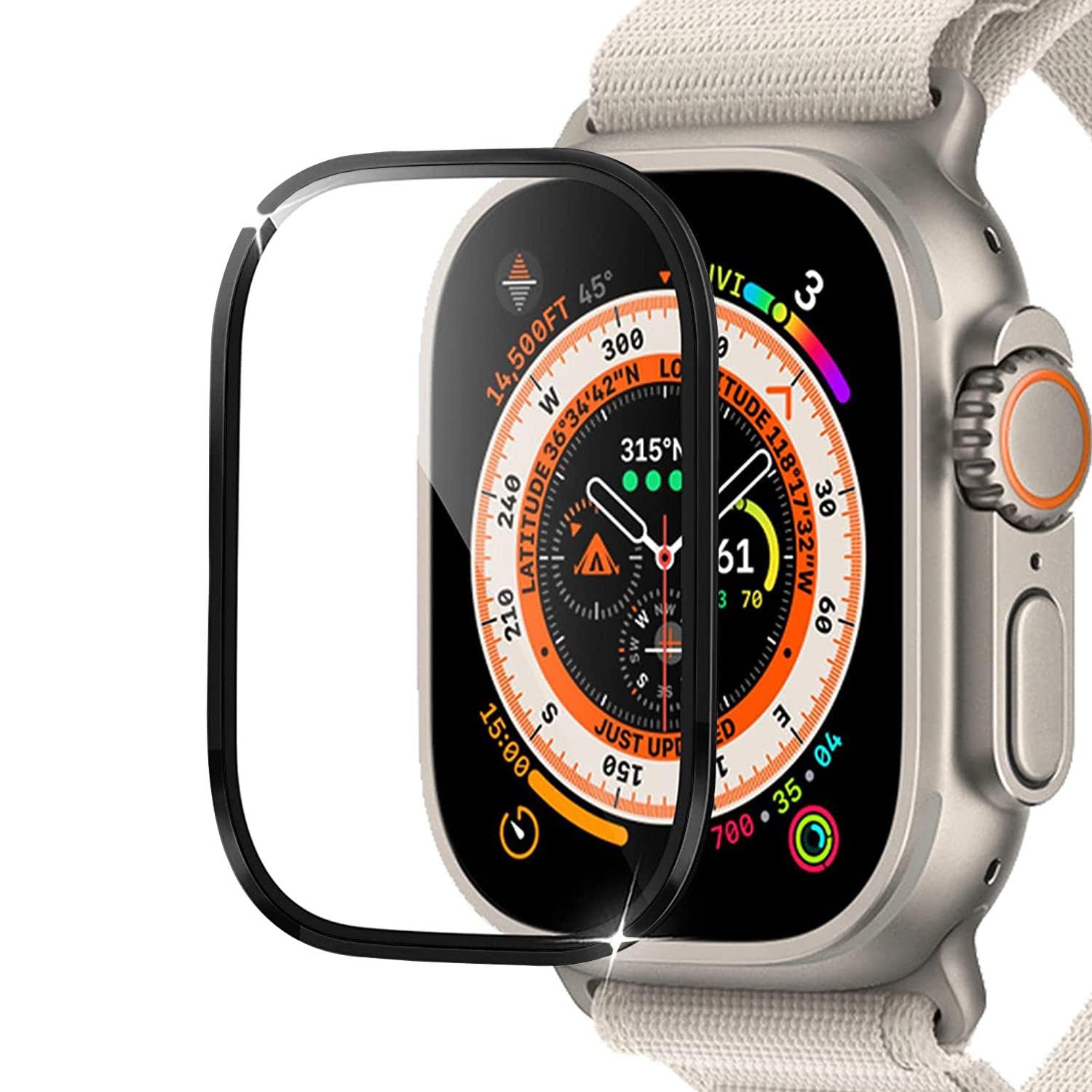 Microsonic Apple Watch Ultra Tam Kaplayan Cam Ekran Koruyucu V2 Siyah [Watch Ultra ile Uyumlu Ekran Koruyucu - Siyah]