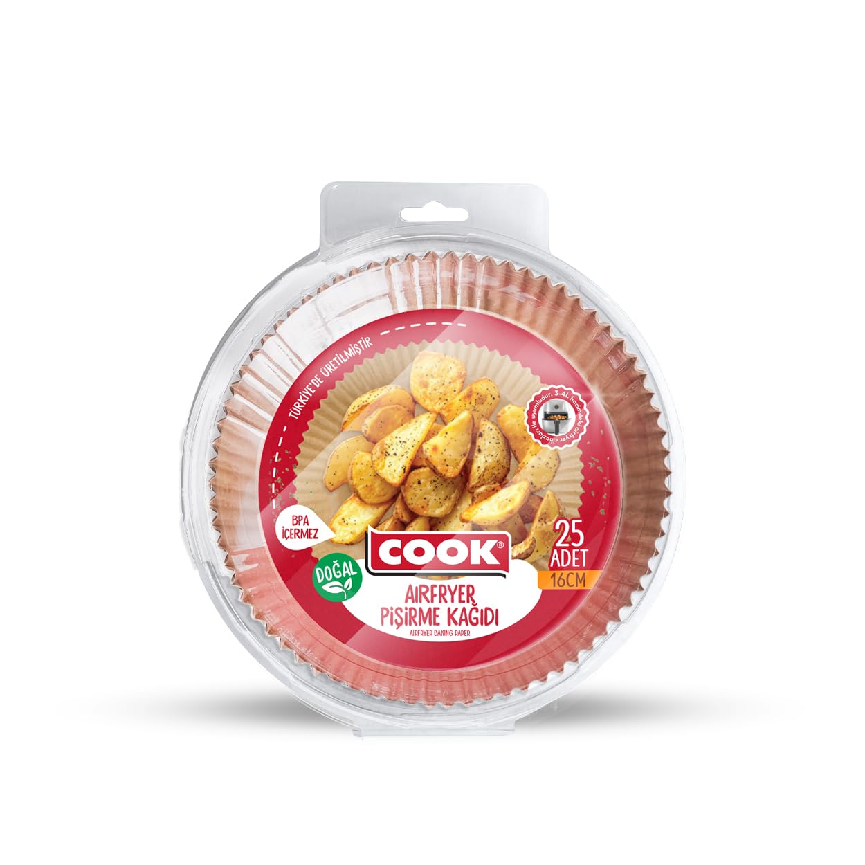 COOK Airfryer Pişirme Kağıdı Standart 16 CM x 25 Adet
