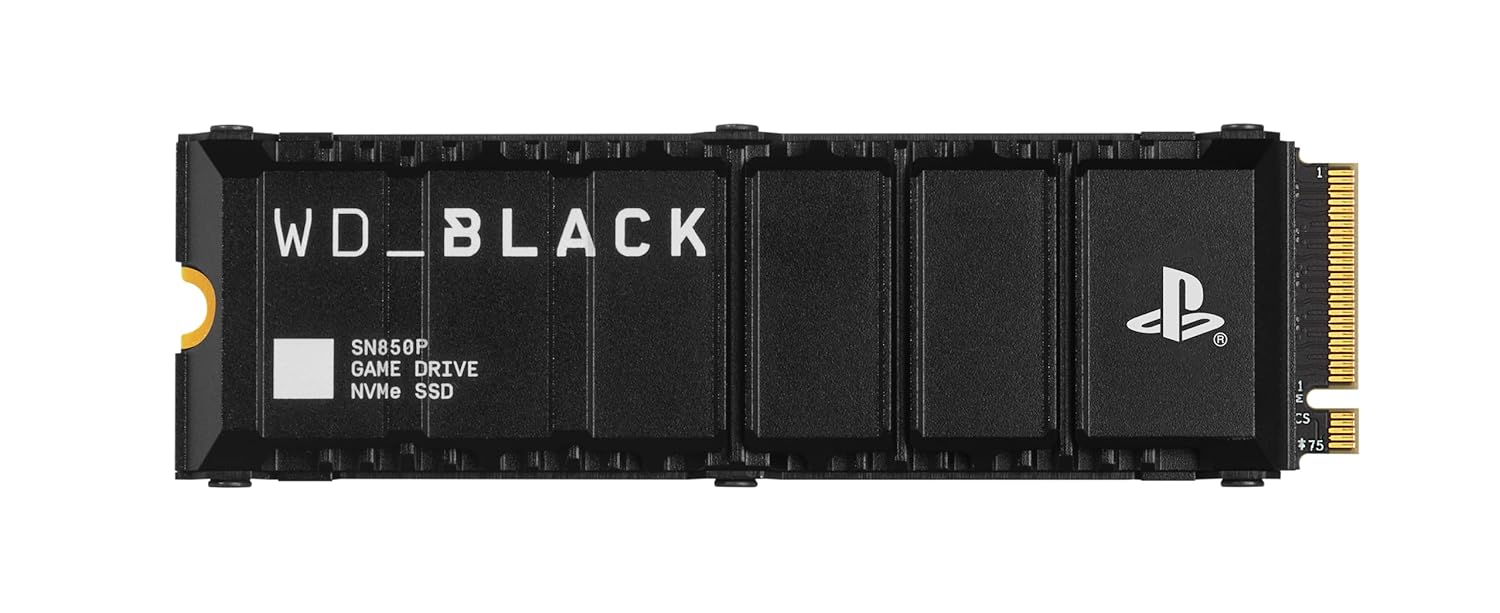 WD_BLACK 1TB SN850P 4TB NVMe M.2 SSD PS5 Konsolları için Resmi Lisanslı Depolama Genişletmesi, 7300MB/s'ye kadar, soğutucu ile - WDBBYV0010BNC-WRSN