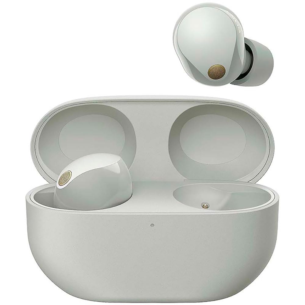 Sony WF-1000XM5 kablosuz gürültü önleyici kulaklık, Bluetooth, kulak içi kulaklık, mikrofon, 24 saate kadar pil ömrü, hızlı şarj fonksiyonu, IPX4, iOS ve Android uyumlu, gümüş, küçük