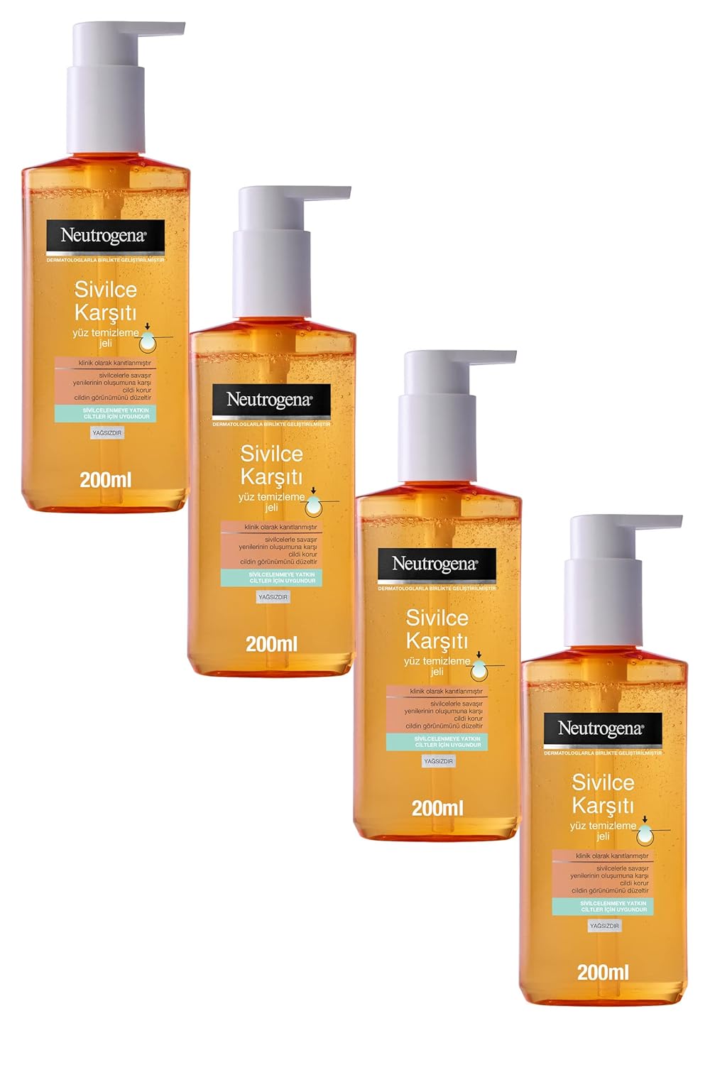 Neutrogena Visibly Clear Sivilce Karşıtı Yüz Temizleme Jeli (4 x 200 ml)