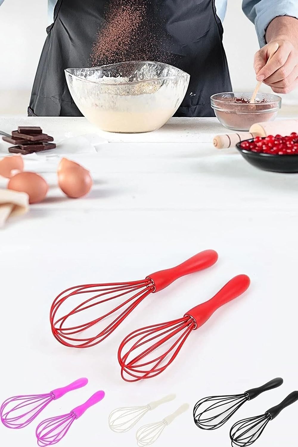 Safestore 2'li Silikon Yumurta Puding Sos Kremşanti Çırpma Teli Çırpıcı